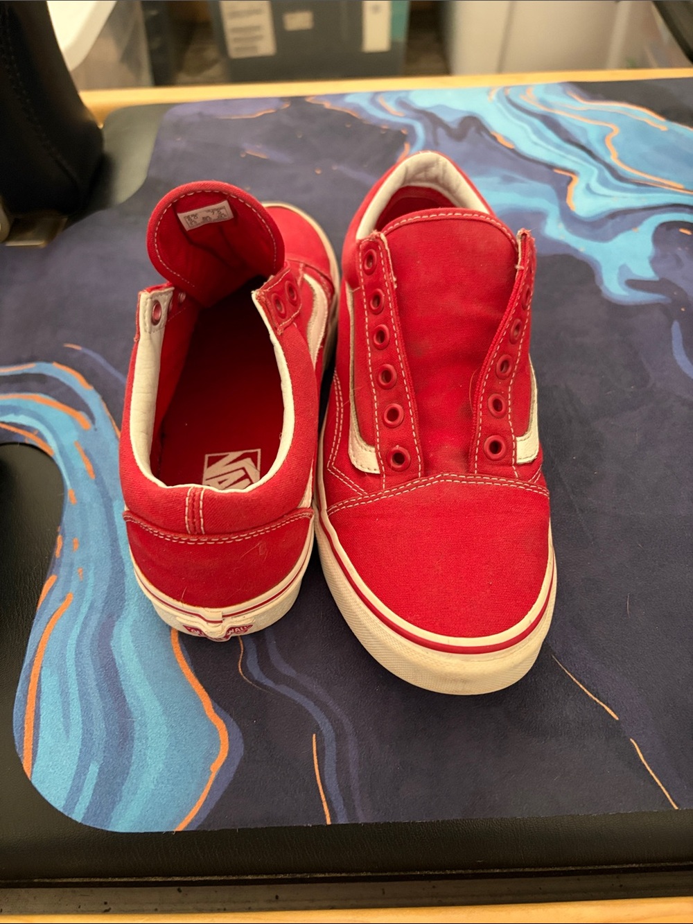 Vans Red Athletic Skate Shoes with White Stripe